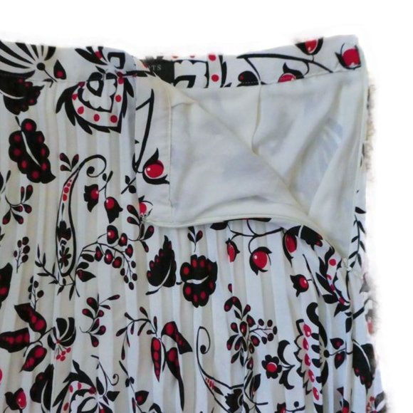 Talbots Petite Midi Skirt Pleated Fun Floral Side Zip Ruffle Hem Lined 16P Plus - Picture 6 of 9
